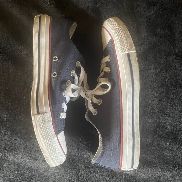 Converse Chuck Taylor All Star Low Tops Navy with Striped Double Tongue size 7 - Picture 2 of 6
